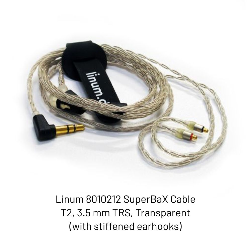 Linum SuperBaX IEM Cable, T2, 3.5 mm TRS, 50" Clear